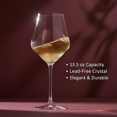 Clear White Wine Glasses Set of 4, 13.5 oz Italian Glassware