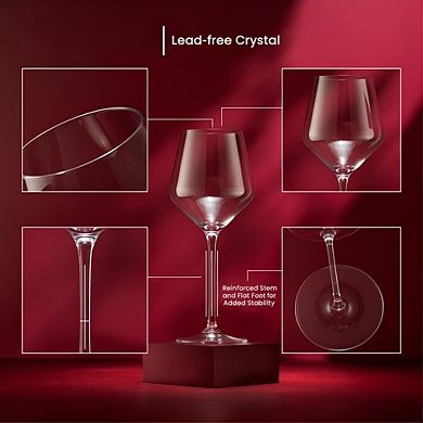 Clear White Wine Glasses Set of 4, 13.5 oz Italian Glassware