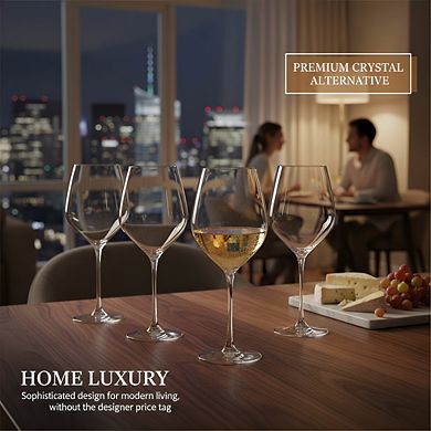 Clear White Wine Glasses Set of 4, 13.5 oz Italian Glassware