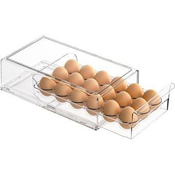 Stackable 18 Egg Tray, BPA Free Refrigerator Organizer Bin for Eggs