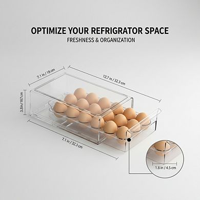 Stackable 18 Egg Tray, BPA Free Refrigerator Organizer Bin for Eggs