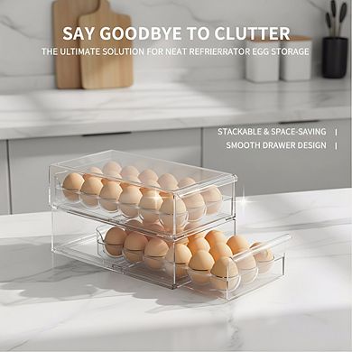 Stackable 18 Egg Tray, BPA Free Refrigerator Organizer Bin for Eggs