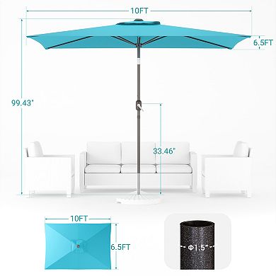 Sonkuki 10×6.5ft Rectangular Outdoor Patio Market Umbrella for Deck, Garden and Poolside