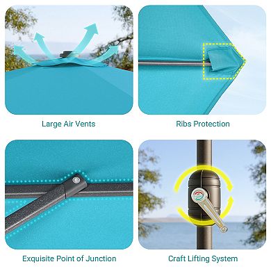 Sonkuki 10×6.5ft Rectangular Outdoor Patio Market Umbrella for Deck, Garden and Poolside