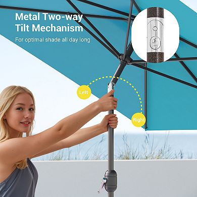 Sonkuki 10×6.5ft Rectangular Outdoor Patio Market Umbrella for Deck, Garden and Poolside