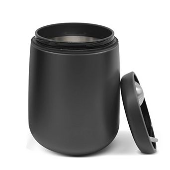Airtight Stainless Steel Coffee Canister with Measuring Scoop, Matte Black