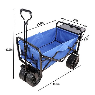Folding Garden Shopping Beach Cart Blue