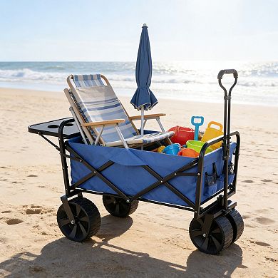Folding Garden Shopping Beach Cart Blue