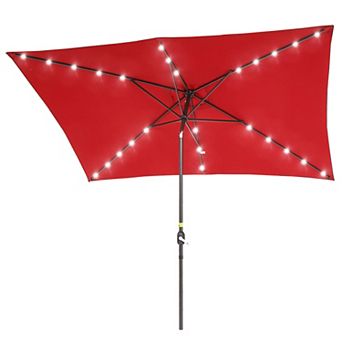 Sonkuki 10×6.5ft LED Rectangular Outdoor Patio Market Umbrella for Deck, Garden and Poolside