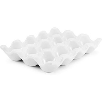 Non-Slip White Porcelain Egg Tray, 12 pc Refrigerator Storage Container