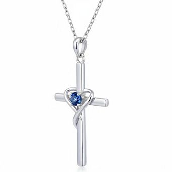 ZUQIETA Sterling Silver Cross Necklace Birthstone Cz Women Men Holiday