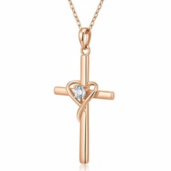 ZUQIETA Sterling Silver Cross Necklace Birthstone Cz Women Men Holiday