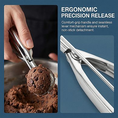 Ice Cream Scoop, 1 Pcs Stainless Steel Ice Cream Scooper, Easy Release, Easy Clean 8x1.4Inch