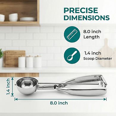 Ice Cream Scoop, 1 Pcs Stainless Steel Ice Cream Scooper, Easy Release, Easy Clean 8x1.4Inch
