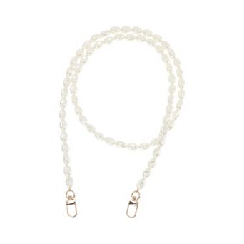 1 pc Irregular Faux Pearl Handbag Strap White 39.37"