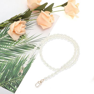 1 Pc Irregular Faux Pearl Handbag Strap White 39.37"