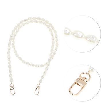 1 Pc Irregular Faux Pearl Handbag Strap White 39.37"