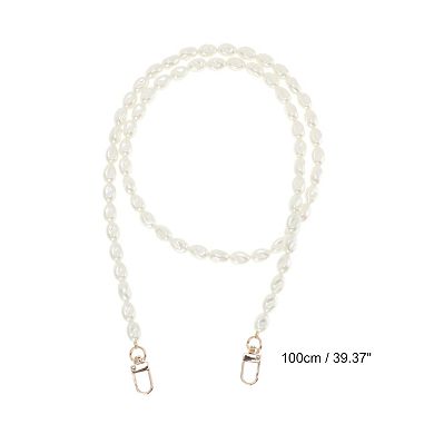 1 Pc Irregular Faux Pearl Handbag Strap White 39.37"