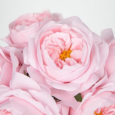 Artificial Red Roses and Peonies Floral Arrangement with Glass Vase Home Decor