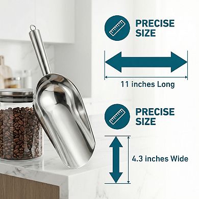 Easy Clean Stainless Steel Ice Scoop for Candy Buffet Kitchen Ice Bucket 1Pcs 11x4.3Inch