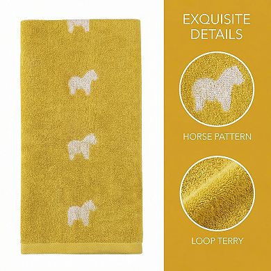 Pure Cotton Cute Animals Hand Towel Set, 2 Pack Soft Absorbent Quick Dry Towels for Bathroom 28"x13"