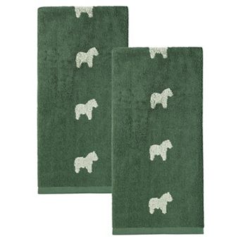 Pure Cotton Cute Animals Hand Towel Set, 2 Pack Soft Absorbent Quick Dry Towels for Bathroom 28"x13"