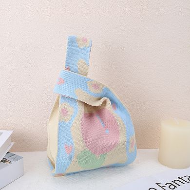 Heart Flower Knitted Wrist Bag for Women 1Pc