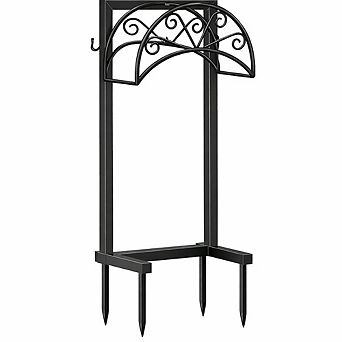 Heavy Duty Garden Hose Holder Stand with Tool Hooks Freestanding Hose Storage Bronze