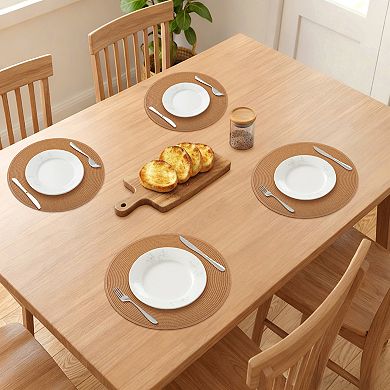 Rustic Round Placemats Set of 6 Woven Mats for Dining Table Decor Washable Mat 15x15 Inch