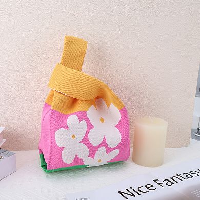 Flower Letter Knitted Wrist Bag 1Pc