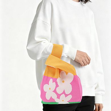 Flower Letter Knitted Wrist Bag 1Pc
