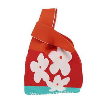 Flower Letter Knitted Wrist Bag 1 pc