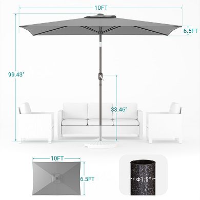 Sonkuki 10×6.5ft Rectangular Outdoor Patio Market Umbrella for Deck, Garden and Poolside