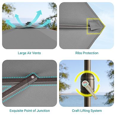 Sonkuki 10×6.5ft Rectangular Outdoor Patio Market Umbrella for Deck, Garden and Poolside