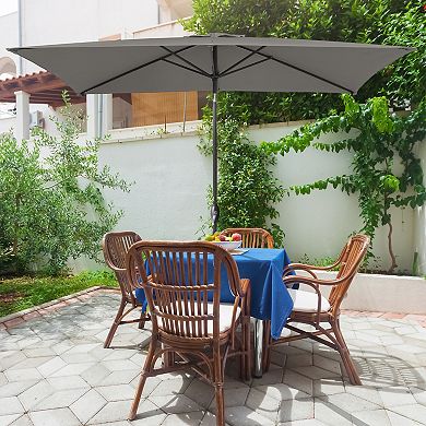 Sonkuki 10×6.5ft Rectangular Outdoor Patio Market Umbrella for Deck, Garden and Poolside