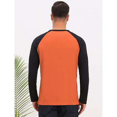 Men's Raglan Henley T-Shirts Long Sleeve Casual Button Baseball Tee Shirt