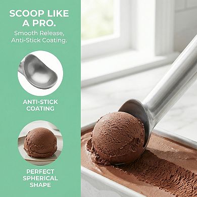 Aluminum Ice Cream Scoop with Ergonomic Handle for Easy Release and Cleaning 1Pcs 7x1.7inch