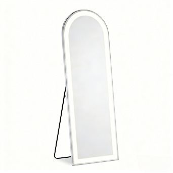 LED Full Length Mirror 64"x21" Lighted Floor Standing Mirror with Stand