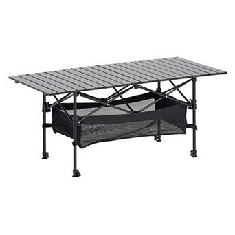 Folding Portable Camping Table Aluminum Roll Up with Storage Bag