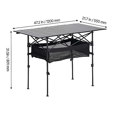 Folding Portable Camping Table Aluminum Roll Up with Storage Bag