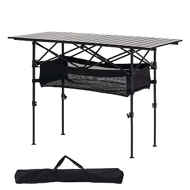 Folding Portable Camping Table Aluminum Roll Up with Storage Bag