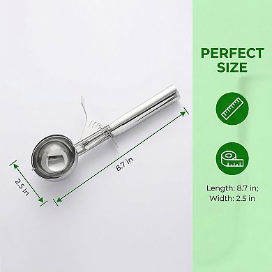 Ice Cream Scoop Stainless Steel Gear Roller Comfortable Handle Easy Release