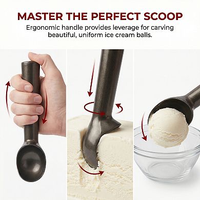 Stainless Steel Ice Cream Scoop with Ergonomic Handle for Easy Release and Clean 3Pcs