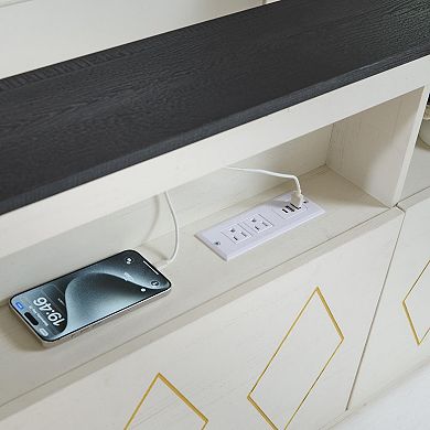 Modern Queen Size Bed Frame with 47" Tall Storage Bookcase Headboard, Modern Wood Platform Bed