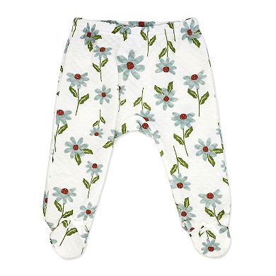 Baby Girls 3 Piece Lightly Quilted Hello Big World Layette Set, Cream Floral