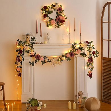 Artificial Burgundy Rose Flower Garland for Wedding Arch and Table Decor