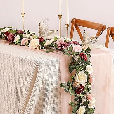 Artificial Burgundy Rose Flower Garland for Wedding Arch and Table Decor