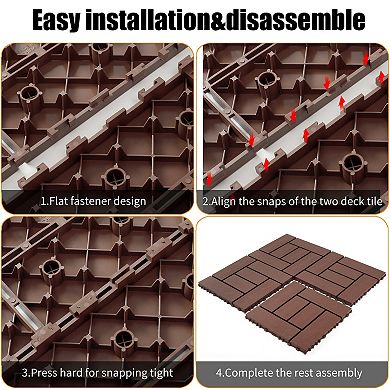 44pcs 12in ZZ style Interlocking Deck Tiles Indoor Outdoor Brown