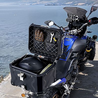 Aluminum Motorcycle Trunk with Stainless Steel Lock and Passenger Cushion