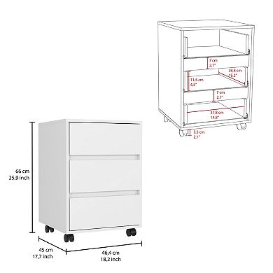Artemisa 3 Drawer Filing Cabinet, Four Casters, Superior Top